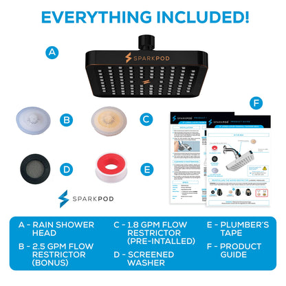 SparkPod High Pressure Rain Shower Head - 6 Inch