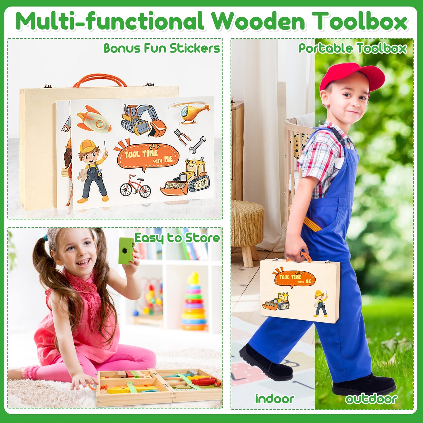 Toddler Tool Set with Toolbox & DIY Stickers