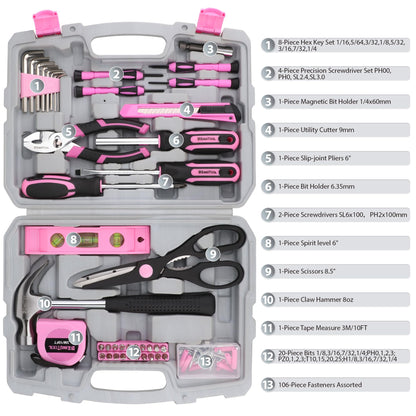 Pink 149-Piece Tool Kit for Home Repairs