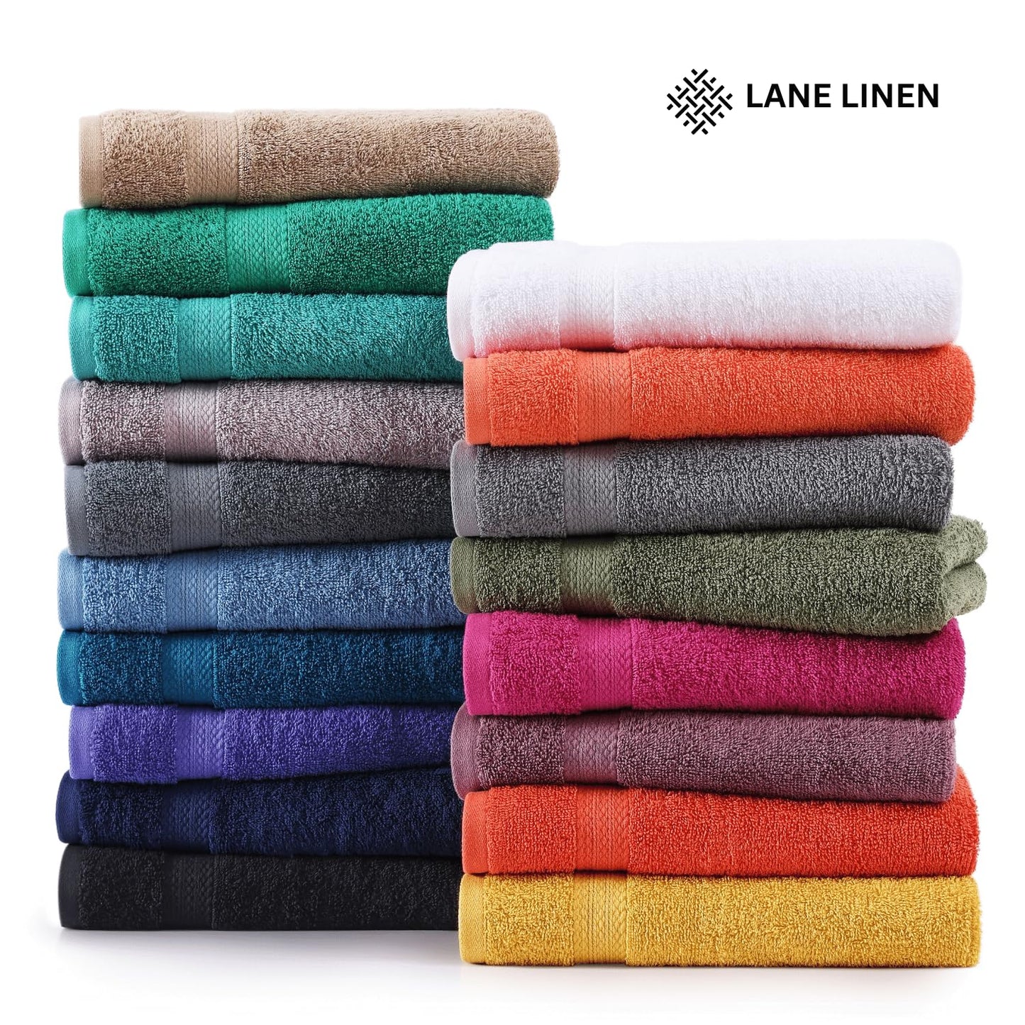 LANE LINEN 24 Piece Luxury Towels Set - 100% Cotton Towels for Bathroom, 4 Oversized Bath Towels, 2 Bath Sheets Extra Large, 6 Hand Towels, 8 Wash Cloths for Your Face, 4 Fingertip Towels - Platinum