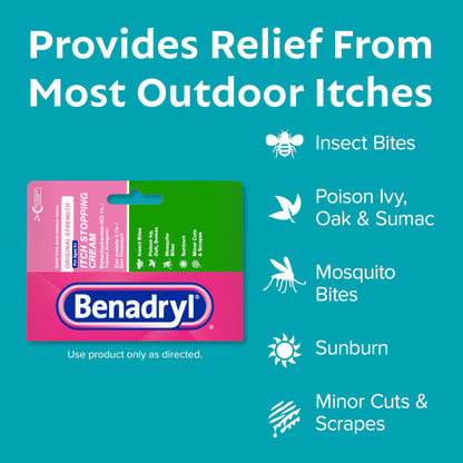 Benadryl Original Strength Itch Stopping Anti-Itch Cream, Diphenhydramine HCl Topical Analgesic & Zinc Acetate Skin Protectant, Relief from Most Outdoor Itches, 1 oz