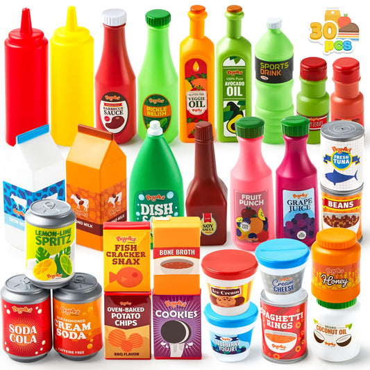 JOYIN 30Pcs Play Food Grocery Set for Kids