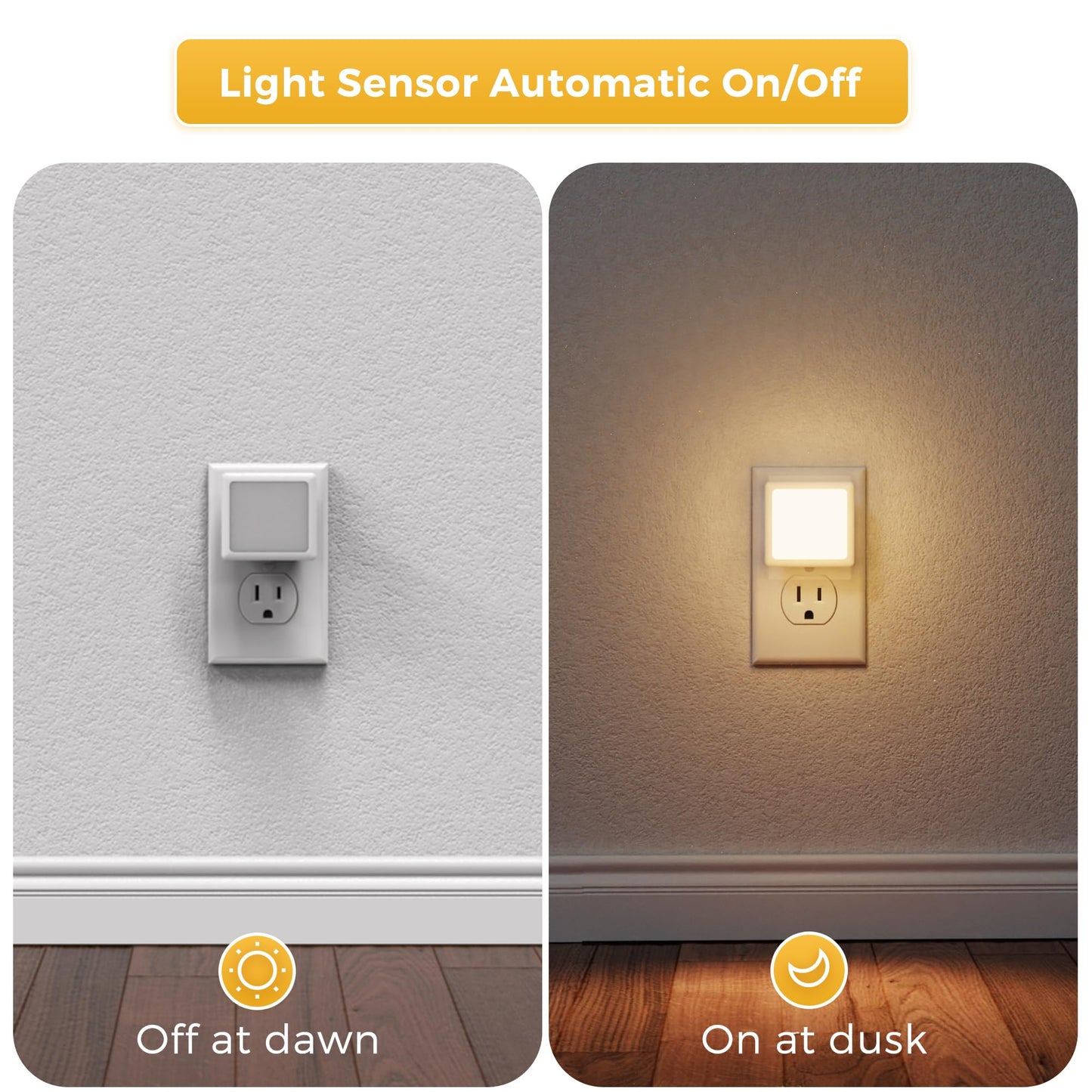 2 Pack LED Night Lights with Dusk to Dawn Sensor