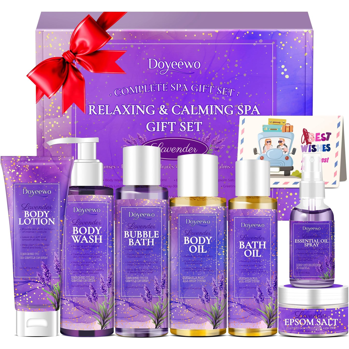 Spa Gifts for Women,Christmas Gifts for Women,Womens Gifts for Christmas,Lavender Bath Spa Set for Relaxation & Stress Relief,Relaxing Spa Gift Baskets for Women,Stocking Stuffers for Adults Women Mom