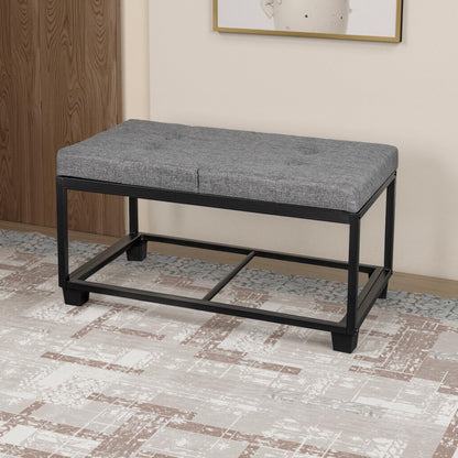 Metal Storage Ottoman Bench with Flipping Lid