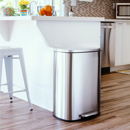 QUALIAZERO 50L Stainless Steel Step Trash Can