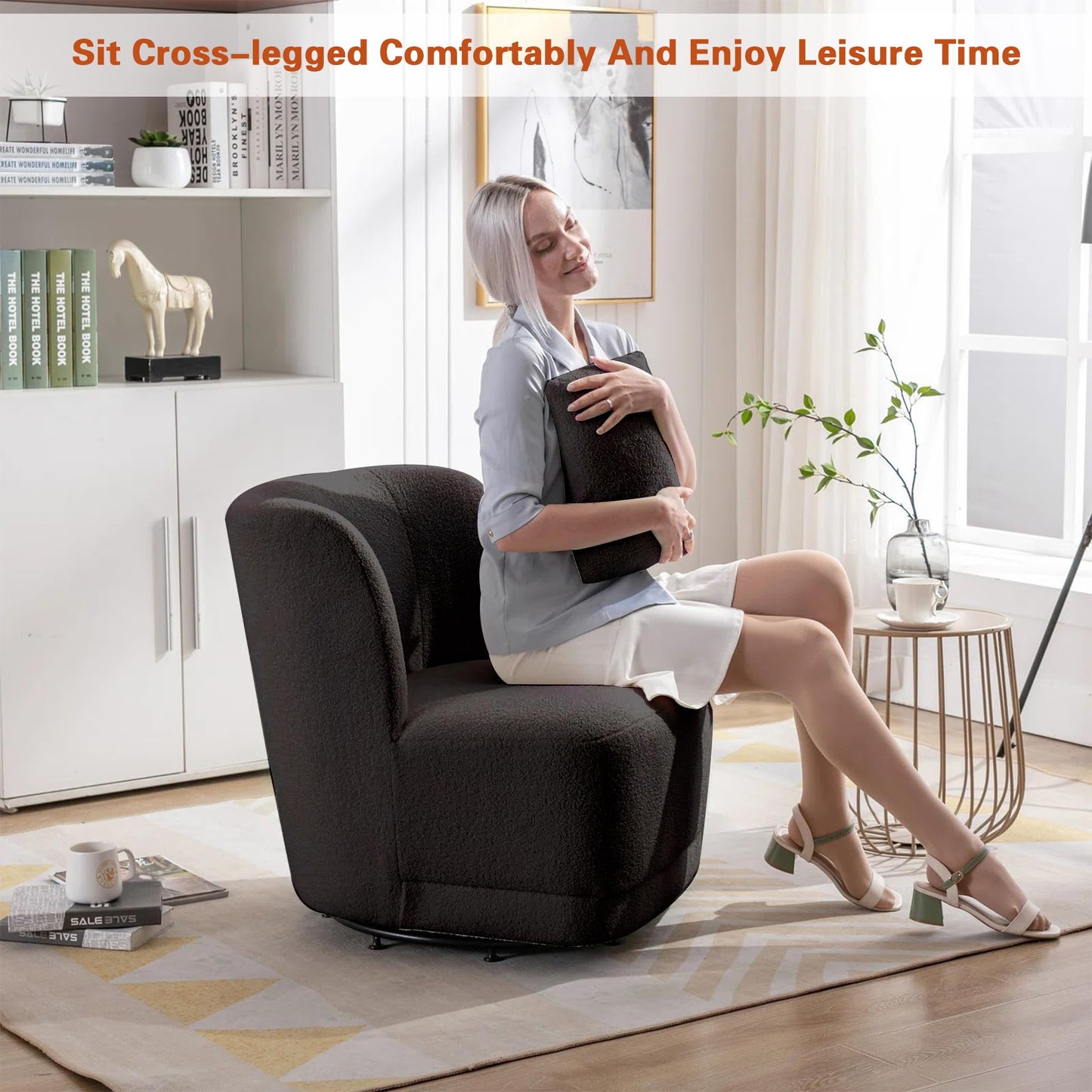 Modern Velvet Swivel Accent Chair with Cushion