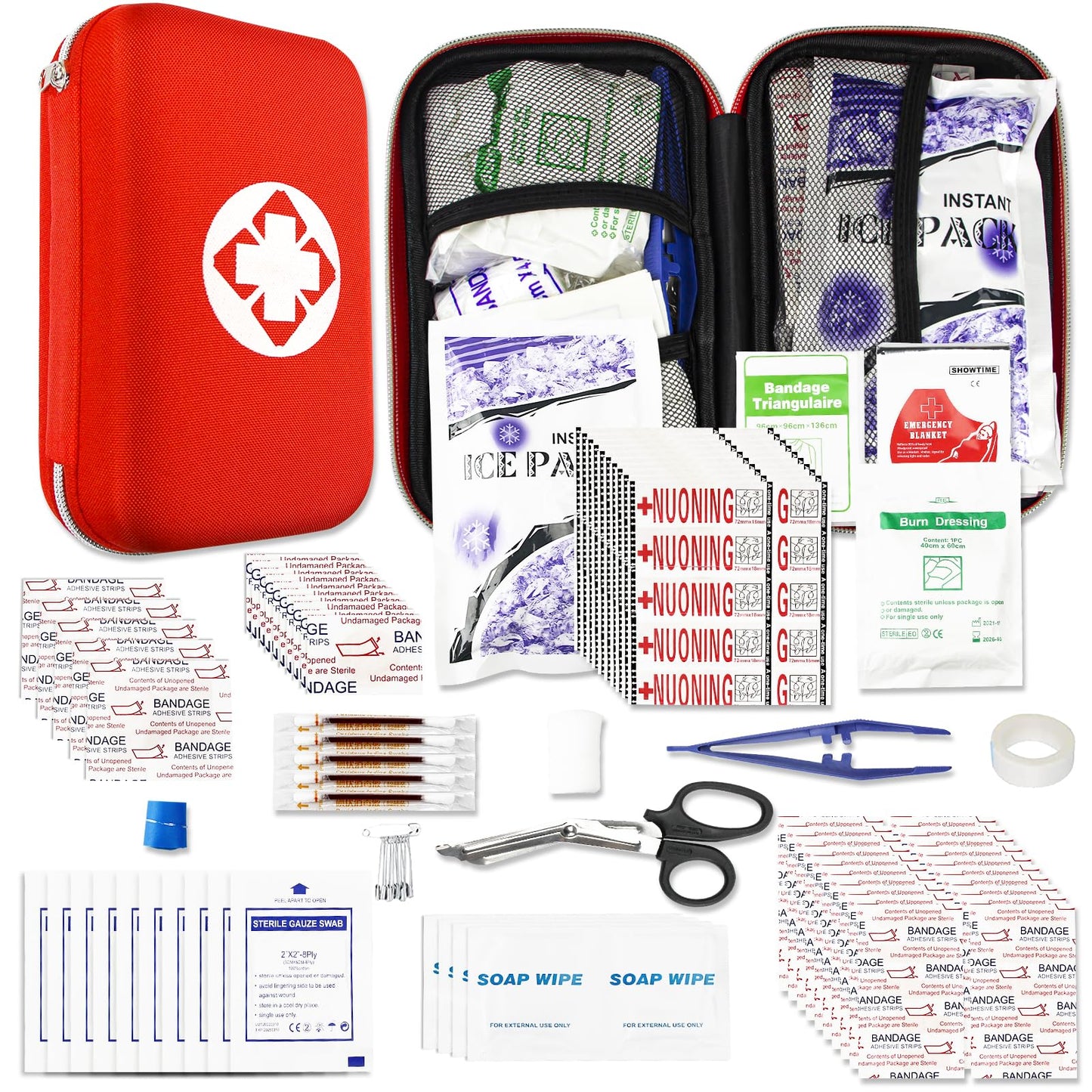 276Pcs First-Aid Kit Emergency-Kit Home-Car - First Aid Kits for Business Travel Essentials First Aid Bag Emergency Necessities for Boat Hiking Skating, Red YIDERBO