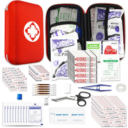 276Pcs First-Aid Kit Emergency-Kit Home-Car - First Aid Kits for Business Travel Essentials First Aid Bag Emergency Necessities for Boat Hiking Skating, Red YIDERBO