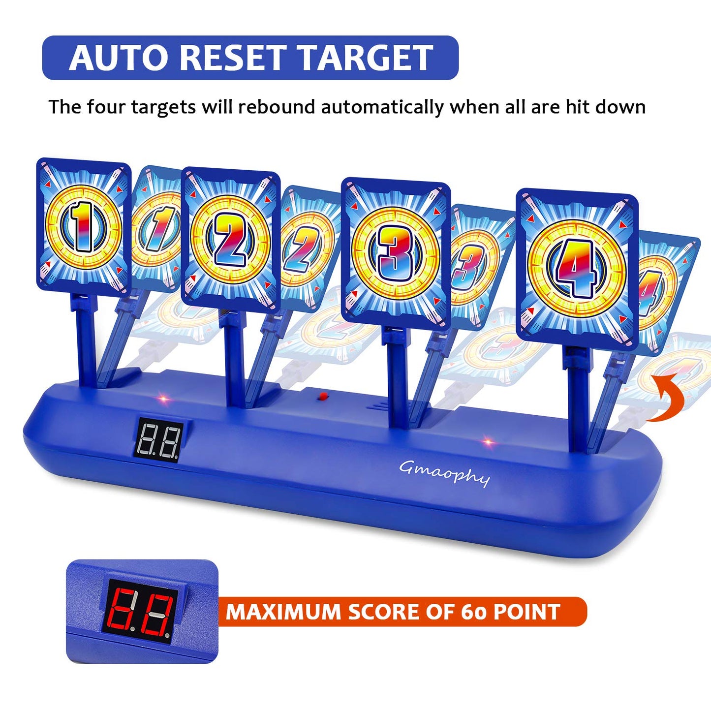 Digital Targets with Foam Dart Toy Blaster, 4 Targets Auto Reset Electronic Scoring Toys, Ideal Gift of Birthday/Christmas for Age of 5 6 7 8 9 10+ Years Old Kid Boys Girls