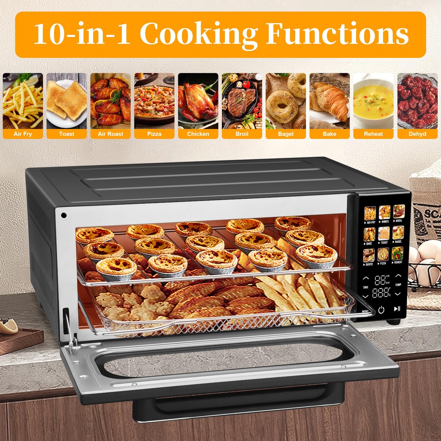 SEEDEEM 10-in-1 Convection Toaster Oven, 15L