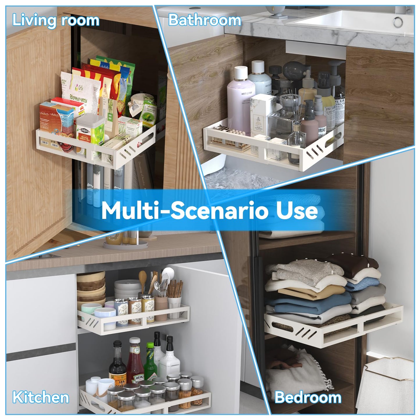 Expandable Pull Out Cabinet Organizer for Kitchen