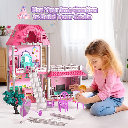 Lucky Doug Building Toys for 3 4 5 6 7 Years Old Girls Toddlers Kids, DIY STEM Building Toys for Girls Kids, Pretend Play Toys