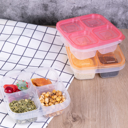 6 Pack 4-Compartment Food Storage Containers