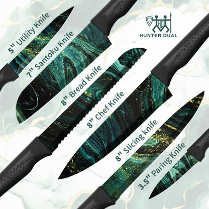 12-Piece HUNTER.DUAL Kitchen Knife Set with Covers