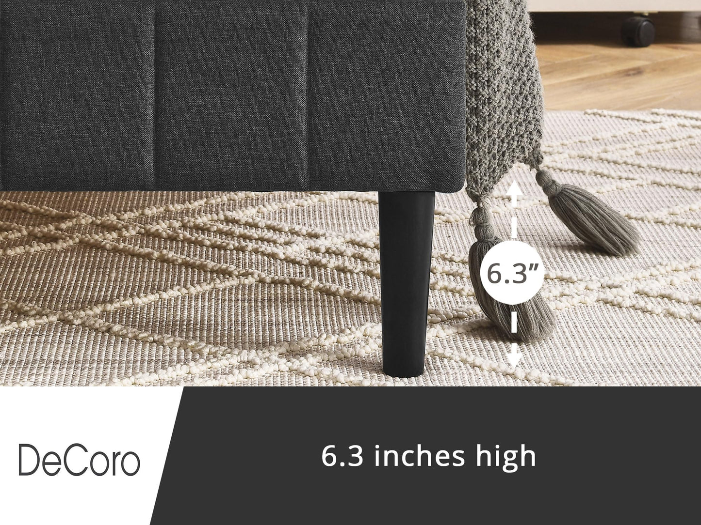 Decoro Chicago Modern Upholstered Platform Bed Frame, Tufted Headboard & Wooden Bed Frame, Wood Slats Support, Bed Frame No Box Spring Needed, Lightweight, Durable, Easy Assembly - Dark Grey, Queen