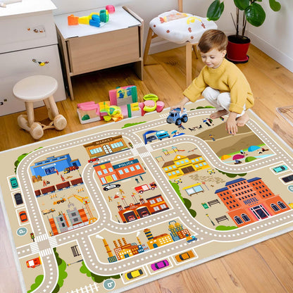 Kids Car Play Mat Rug for Boys and Girls