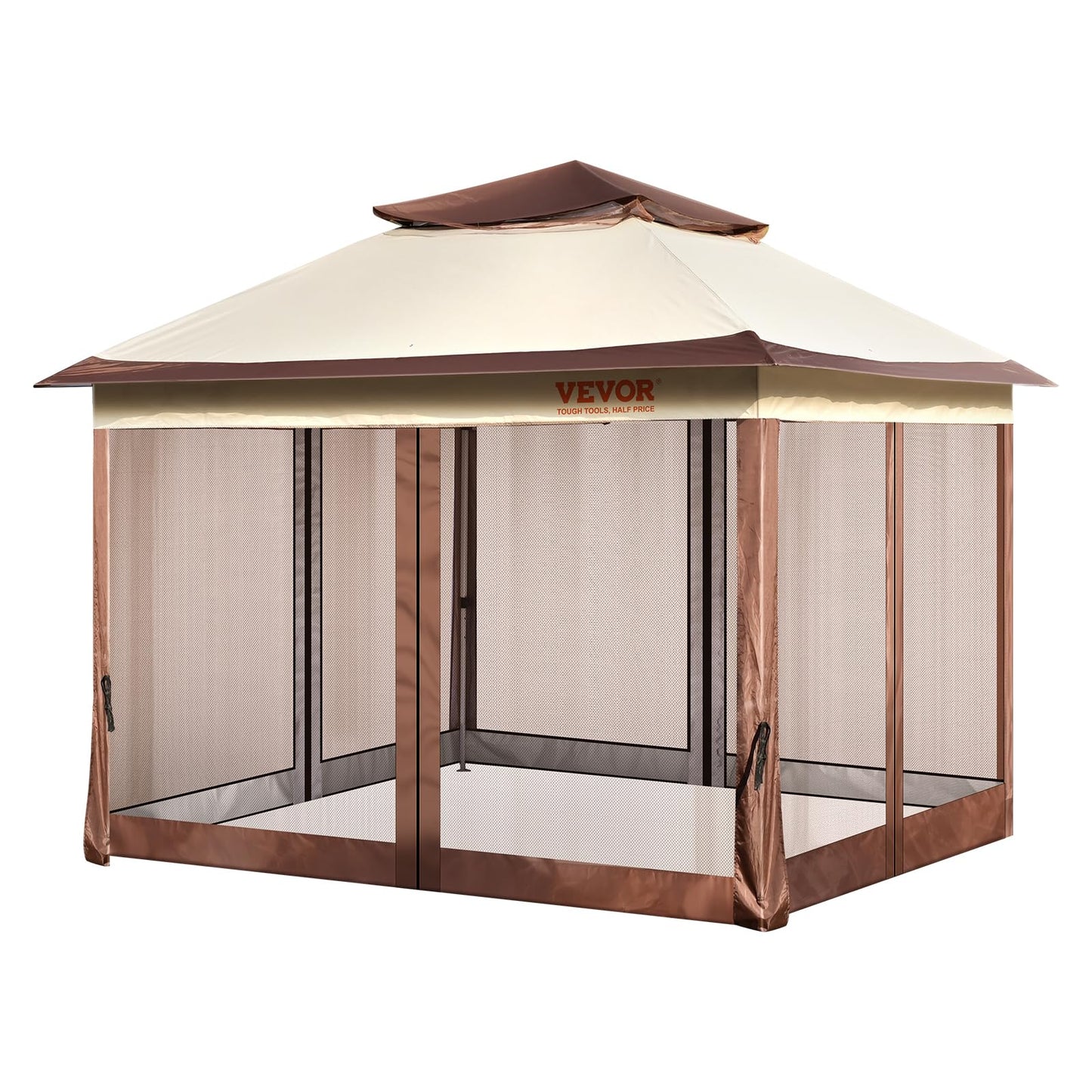 VEVOR Pop up Gazebo for 8-10 Person, with Mosquito Netting, Metal Frame, and PU Coated 250D Oxford Cloth, Outdoor Canopy Shelter for Patio, Backyard, Lawn, Garden, Deck, 11 x 11 FT