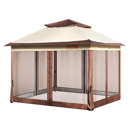 VEVOR Pop up Gazebo for 8-10 Person, with Mosquito Netting, Metal Frame, and PU Coated 250D Oxford Cloth, Outdoor Canopy Shelter for Patio, Backyard, Lawn, Garden, Deck, 11 x 11 FT