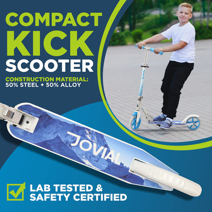 Jovial Kick Scooters for Kids Teenagers - 2 Wheel Kids Scooter with Adjustable T-Bar Handlebar - Alloy Anti-Slip Deck - Portable Folding Kick Scooters for Kids