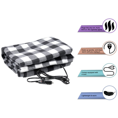Stalwart Heated Car Blanket - 12V Electric Throw