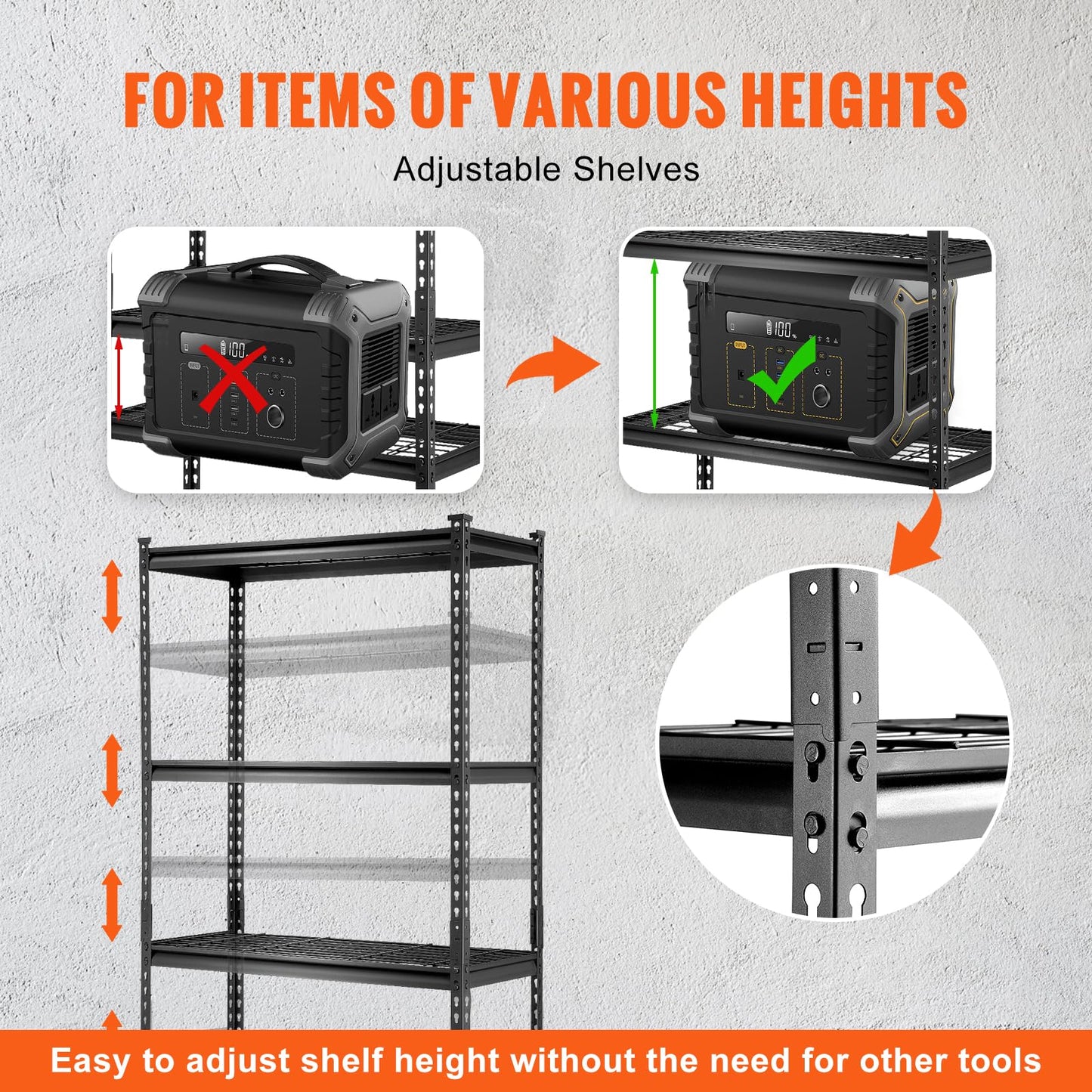 VEVOR Storage Shelving Unit, 5-Tier Adjustable Storage Shelves, 36" L x 16" W x 72" H Heavy Duty Garage Storage Shelves, Metal Shelves for Kitchen Pantry Basement Bathroom Laundry