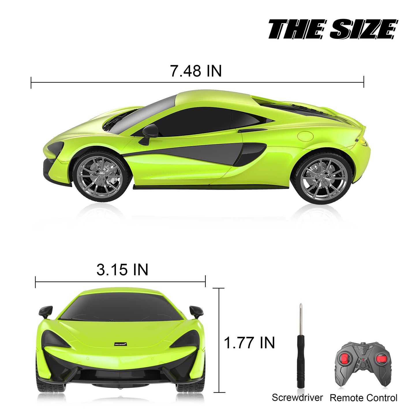 AEROQUEST McLaren 570S Remote Control Car, 2.4Ghz RC Car Official Licensed 1/24 Scale Model Racing Hobby Toy Car with Headlight for Boys, Girls, Kids, Teens and Adults Gifts, Green