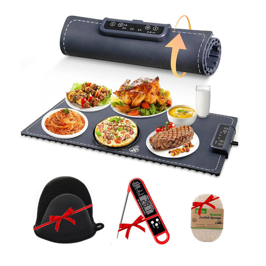 Premium Food Warming Mat with Thermometer Bundle