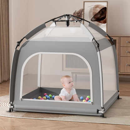 Foldable Baby Playpen with Canopy & Travel Bag