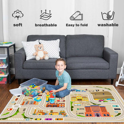 Kids Car Play Mat Rug for Boys and Girls