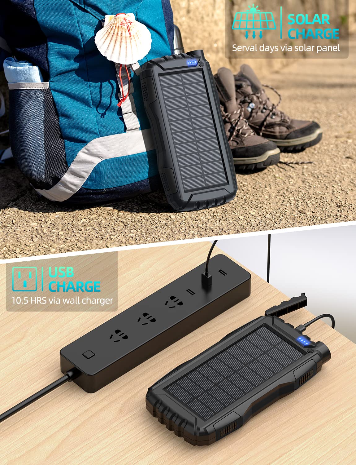 Solar Power Bank 42800mAh with Fast Charging