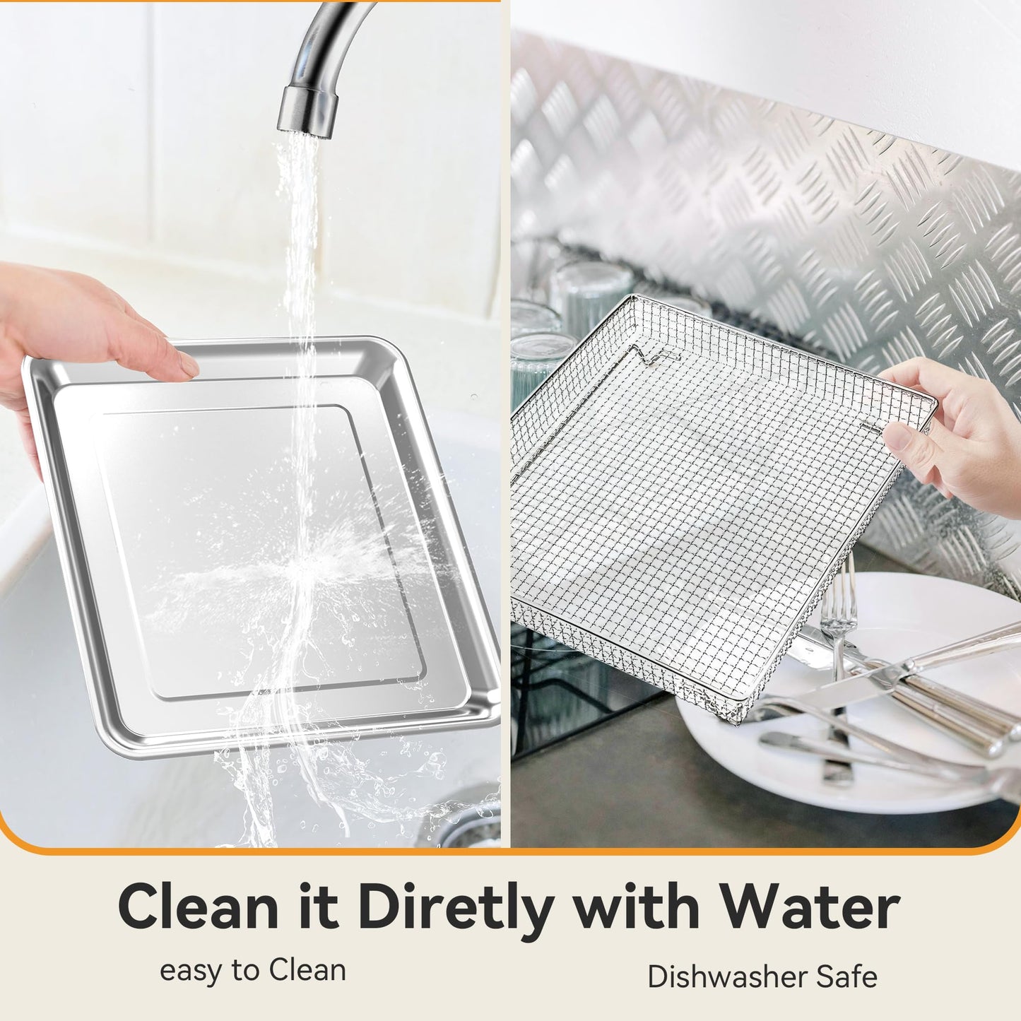 2 Pack Stainless Steel Air Fryer Basket & Tray