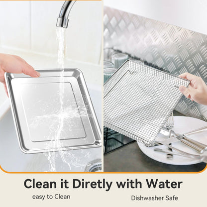 2 Pack Stainless Steel Air Fryer Basket & Tray
