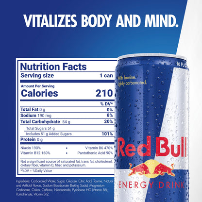 12 Pack Red Bull Energy Drink with Caffeine, 16 Fl Oz