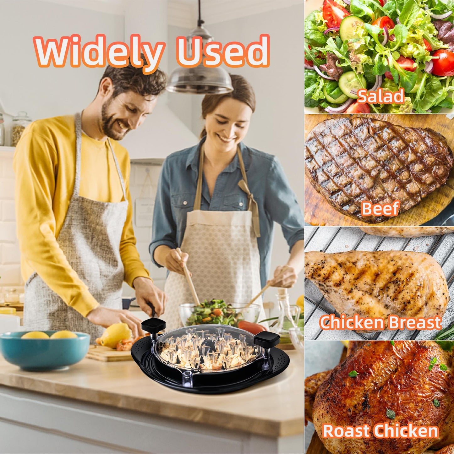 Upgraded 12in Chicken Shredder, Visible Meat Shredder Tool, Design with 4 Ball Bearings Chicken Shredder Tool Twist, Ergonomic Handle, Super Anti-Slip Base, Dishwasher Safe, Heat Resistant, BPA Free