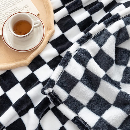 LOMAO Flannel Throw Blanket, Checkerboard Pattern