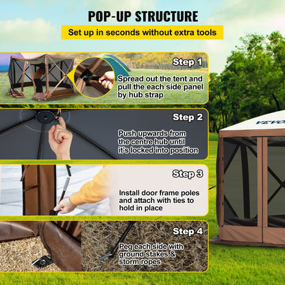 VEVOR 12x12ft Pop-up Camping Gazebo Tent