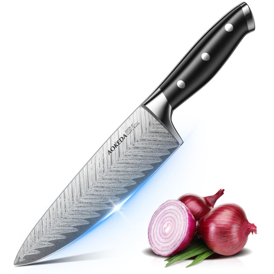 AOKEDA Chef Knife, 8 Inch Professional Kitchen Knife Made of German High Carbon Stainless Steel with Ergonomic Handle