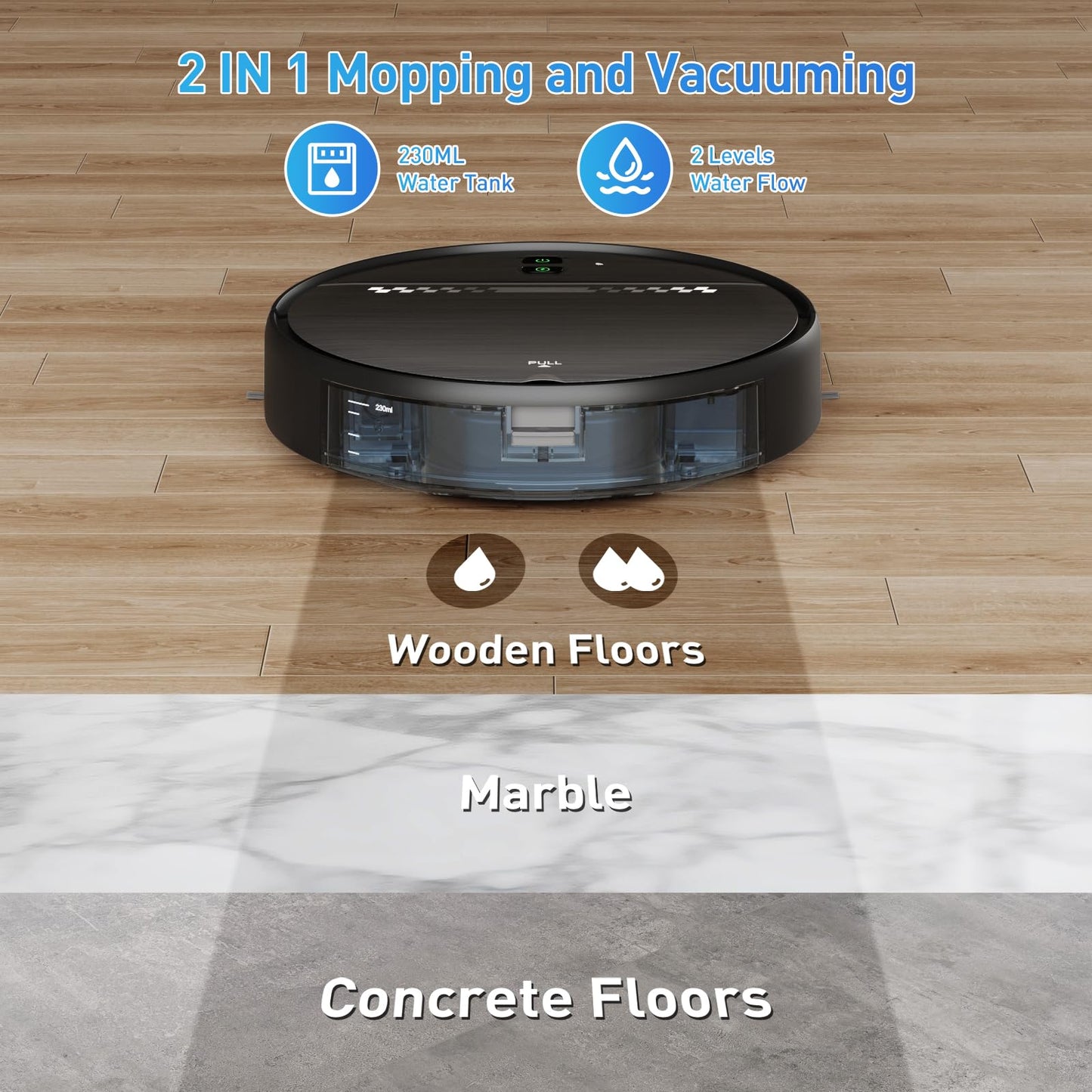 MANVN Robot Vacuum and Mop Combo, Robot Vacuum with Wi-Fi/APP, Self-Charging Robot Vacuum and Mop Ultra Slim Quiet, Ideal for Hard Floor, Pet Hair and Daily Cleaning