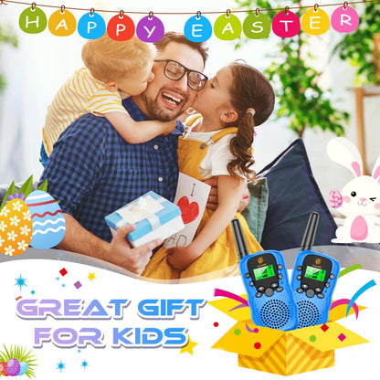 Walkie Talkies for Kids 2 Pack: Long Range Kids Blue Walkie Talkies for Boys Birthday Gifts Kids Outdoor Toys for 3 4 5 6 7 8 9 Year Old Boy Kid Gift Toy Age 3-12 Camping Hiking