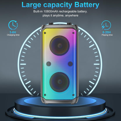 80W Portable Bluetooth Party Speaker with LED Lights