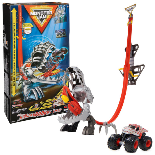 Monster Jam ThunderROARus Drop Playset with Exclusive Monster Truck, Over 6 Feet Tall, Lights & Sounds, Kids Dinosaur Toys for Boys and Girls Ages 4-6+
