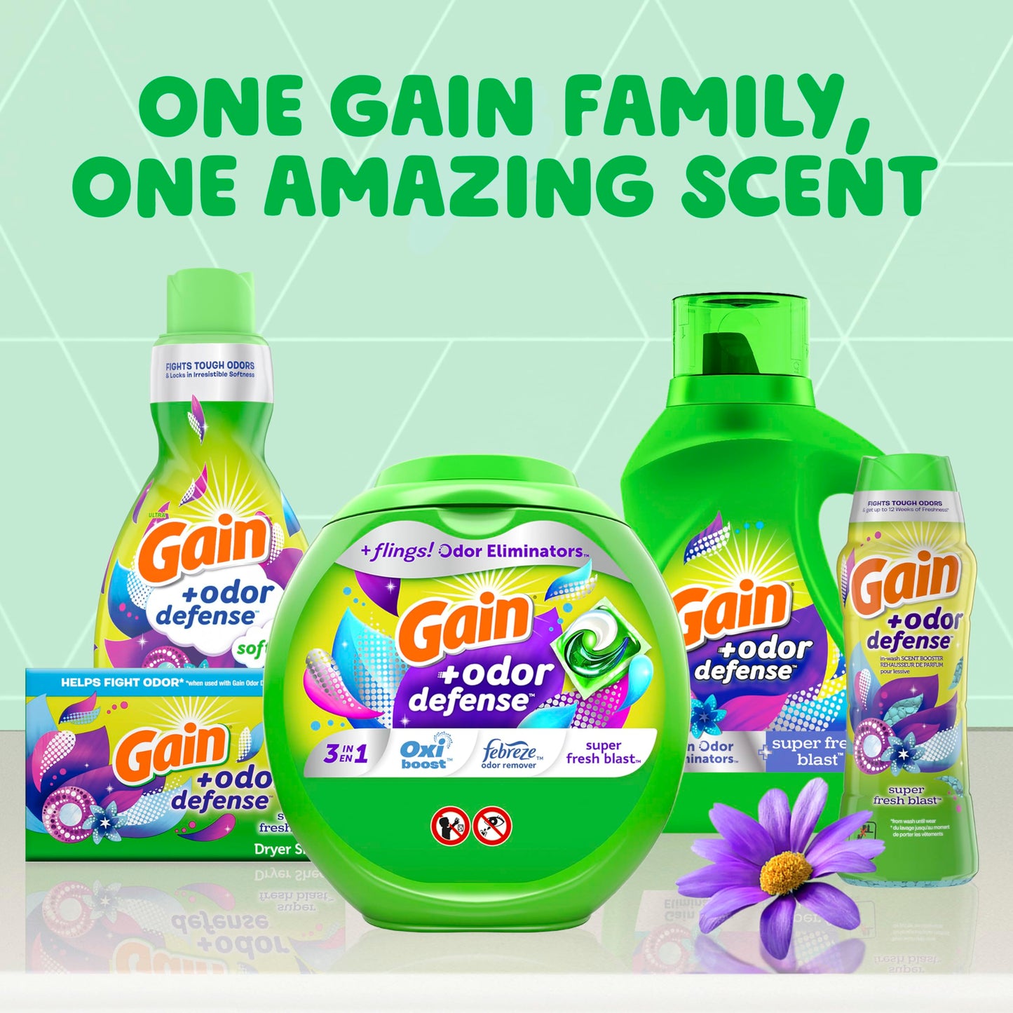Gain + Odor Defense Liquid Laundry Detergent 2-Pack, Super Fresh Blast Scent, 65 fl oz each, 45 Loads each, HE Compatible