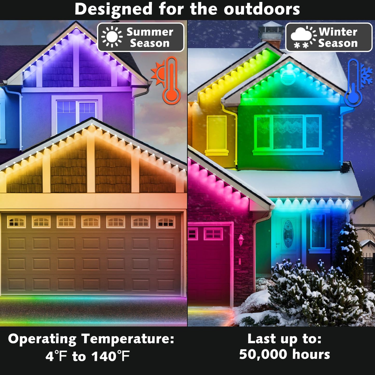 SINLEY 400FT RGB Outdoor Lights with App Control