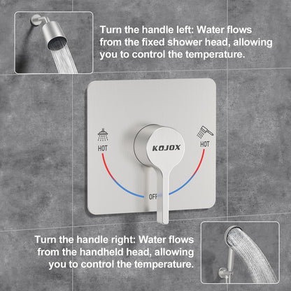 KOJOX 5-Inch Rain Shower System with Handheld Shower
