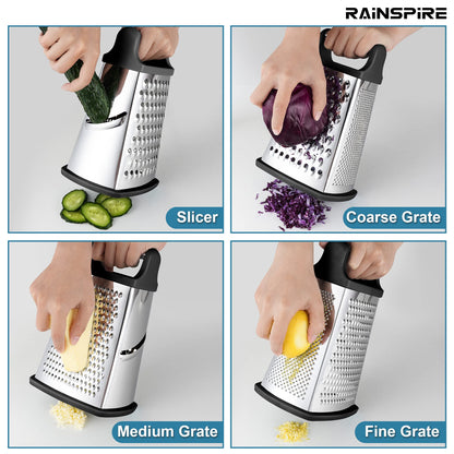 Rainspire Stainless Steel Box Grater with Handle