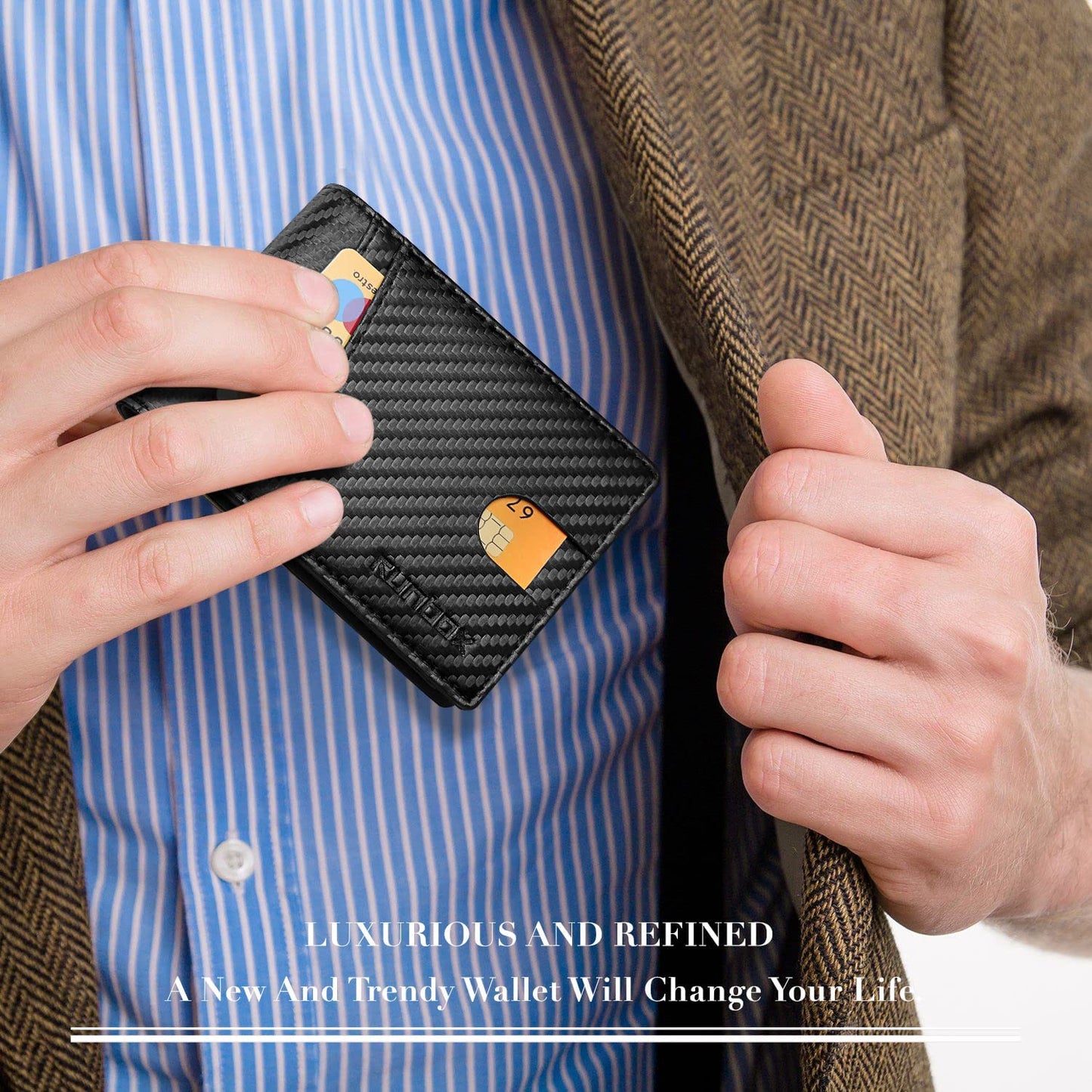 RUNBOX Slim RFID Leather Wallet with Gift Box