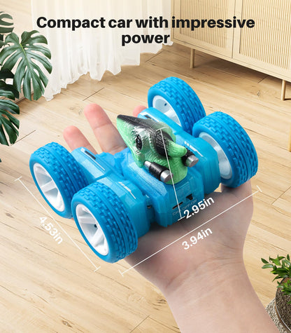 DODOELEPHANT Mini Remote Control Car,Dinosaur RC Car Truck Toys for Toddlers 1:28 Scale with Light,4WD,2.4Ghz Rechargeable,All Terrains for Boys Kids Girls Indoor Ages 8+ Green