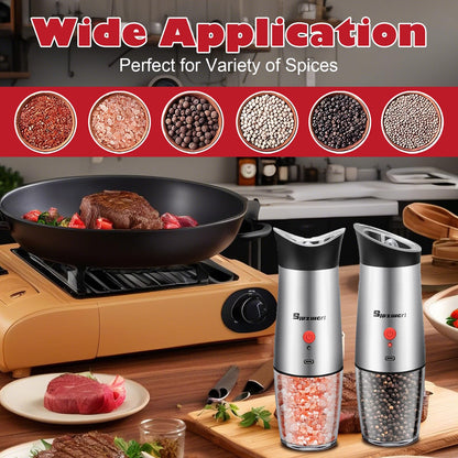 Electric Gravity Salt and Pepper Grinder Set