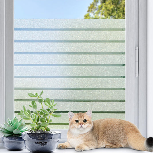 Coavas Frosted Glass Window Film, Window Privacy Film Decorative Static Window Cling, Frosting Privacy Film for Glass Windows, Bathroom Window Vinyl Sun Blocking Door Coverings Film,17.5x78.7 Inch